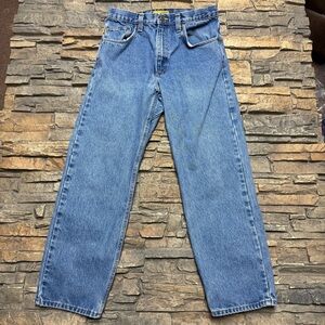 Diamond Gusset Blue Jeans Mens 32x30 Work Pants Medium Wash Made In USA Vintage